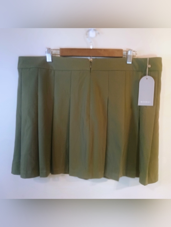 Meshki Dresses & Skirts - Meshki Olive Green Pleated Mini Skirt